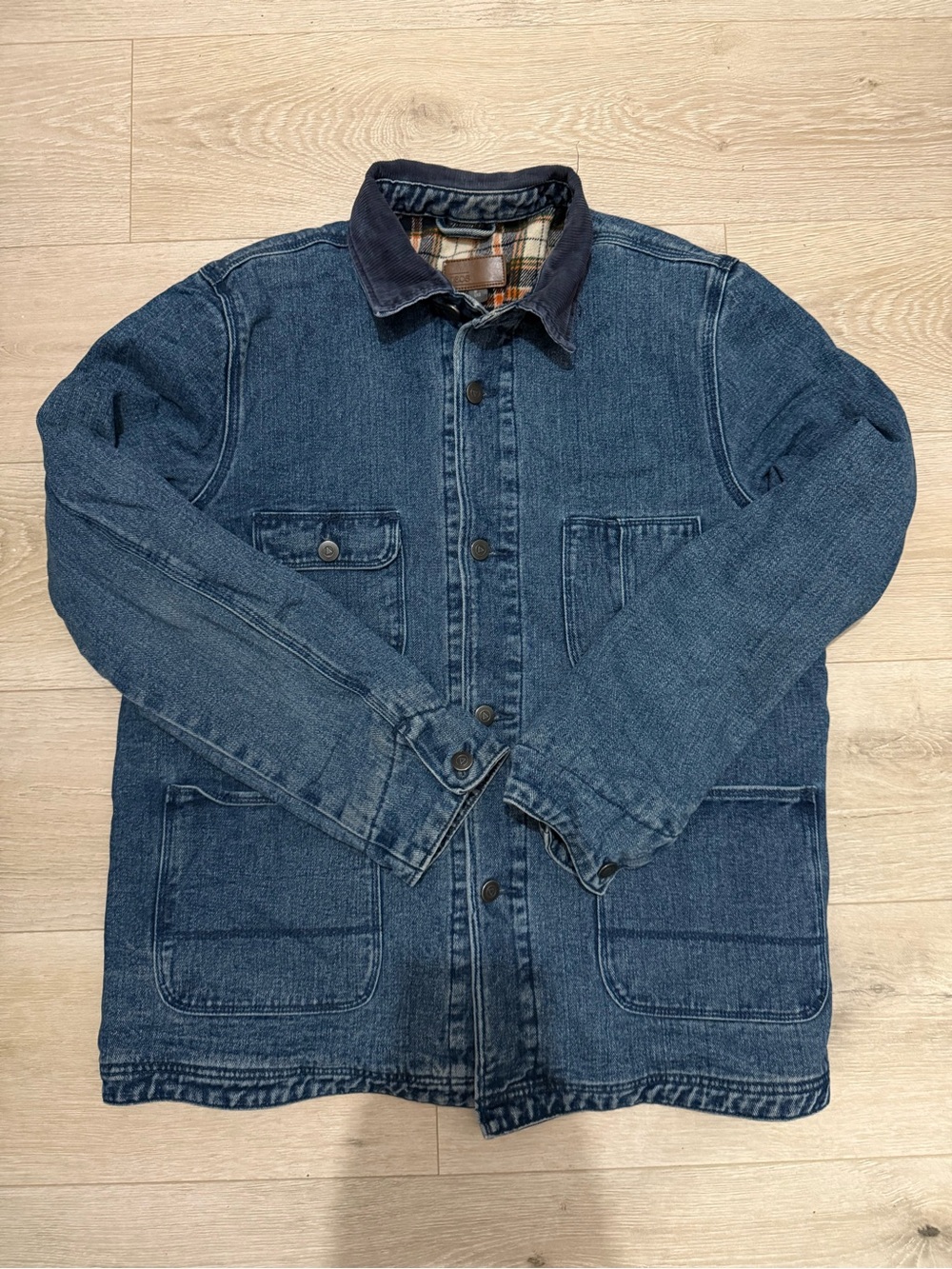 ASOS Blue Denim Jacket w Plaid Lining